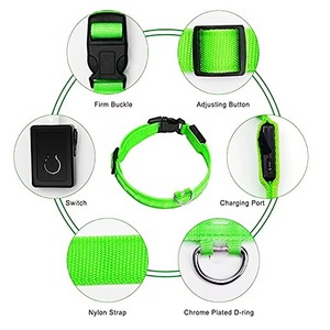 Collar LED para perro, ajustable, luminoso, recargable por USB, con luz intermitente de seguridad para visibilidad nocturna, varios colores, antipérdida. - Product Image 2