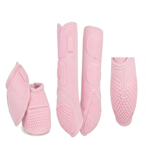 Juego de Botas Protectoras de Neopreno Rosa para Caballos, Color Sólido, Antideslizantes, Protector de Patas - Product Image 1
