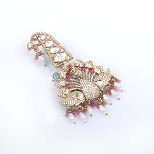 Aarav Ruby Polki Designer Kalangi Fashion Brooch - Product Image 5