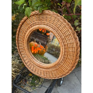 Espejo de Pared con Flores Tejidas en Ratán al por Mayor - Decoración Artesanal de Bambú - Product Image 6