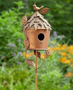 Nichoir en métal pour oiseaux, nichoir suspendu pour l'extérieur, nichoir décoratif pour jardin, mangeoire pour oiseaux en fer - Product Image 4