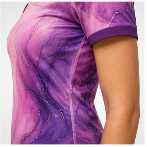 Custom <b>Pink</b> Purple Flowing Marble Swirl Print Womens <b>Polo</b> <b>Shirt</b> Quick Dry Breathable Short Sleeve Golf Team Uniform WPS-0810 - Product Image 5