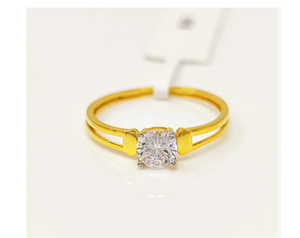 แหวนทองคำแท้ 22K ดีไซน์หรูหราสำหรับผู้หญิง ประดับเพชรทรงกลมแบบคิวบิกเซอร์โคเนีย ดีไซน์ก้านแหวนแยกส่วน งานจิวเวลรี่คุณภาพสูง ขายส่ง เหมาะสำหรับเป็นของขวัญ - Product Image 2