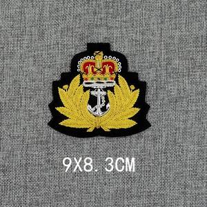 Emblema de metal bordado estilo real británico para gorra, insignia de abrigo de lana estilo naval con corona, pegatina de tela, suministros de costura DIY para ropa - Product Image 3