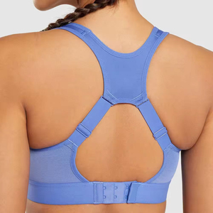 Women's <b>Blue</b> Racerback Sports <b>Bra</b> High Support Seamless Yoga Fitness Wear U-NECK Breathable Four-Way Stretch Mesh Quick Dry - Product Image 4