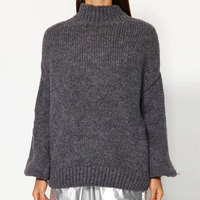 Sweater Rajut Tebal Wanita Ukuran Besar 2024, Model Longgar, Bernapas, Kerah Turtleneck, Lengan Panjang, Kasual, Anti Kusut, Musim Dingin