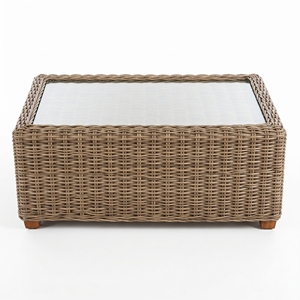 Saint Martinez <b>Tables</b> Mahogany Wood Kuboo Rattan <b>Grey</b> Weaving Standard Glass <b>Coffee</b> <b>Table</b> Premium Resort Patio Furniture Seating - Product Image 1