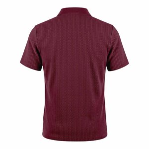 เสื้อโปโลผู้ชาย แขนสั้น สีพื้น ผ้าถักลายเคเบิ้ล ทรงปกติ คอปกพับได้ ระบายอากาศได้ดี - Product Image 2