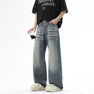 Jeans baggy pour femmes et hommes, streetwear Y2K, pantalon en denim à jambes larges, effet usé, lavage à la main, pantalon surdimensionné - Product Image 1