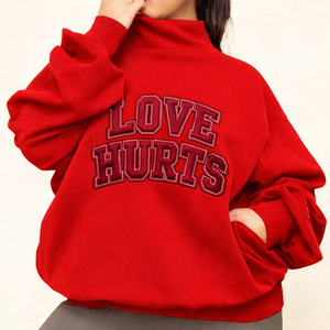 Custom Front Women Long Sleeve Mock Neck Knitted Fleece Oversized Mock Neck Sweatshirt Autumn High Quality Fabric Relaxed Fit - Product Image 4