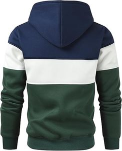 Sweat-shirt à capuche color block pour homme, manches longues, doublure en coton, tendance automne - Product Image 3