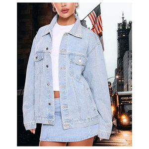 Women’s Oversized Drop Shoulder <b>Denim</b> Jacket Distressed Ripped Casual Streetwear <b>Coat</b> Trendy Relaxed Fit Vintage Style Outerwear - Product Image 3