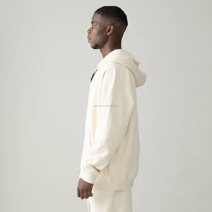 Custom Logo Luxury <b>Hoodie</b> <b>for</b> <b>Men</b> 100% Heavyweight Cotton Oversized <b>Thick</b> Drop Shoulder Embroidered Streetwear Full Zipper - Product Image 2