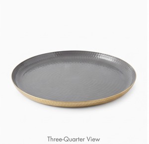 Plateau de service rond en aluminium thermolaqué, motif uni, style moderne, décoratif, écologique, durable, idéal pour les fêtes - Product Image 1