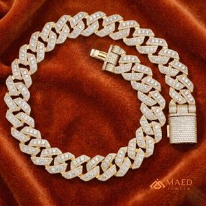 สร้อยคอโมอิสซาไนต์ชุบทอง 18K แบบ Cuban Link ดีไซน์ทันสมัยสำหรับผู้หญิงและผู้ชาย สไตล์นิวยอร์ก สร้อยคอแฟชั่นแบบโซ่เส้นเล็ก - Product Image 3