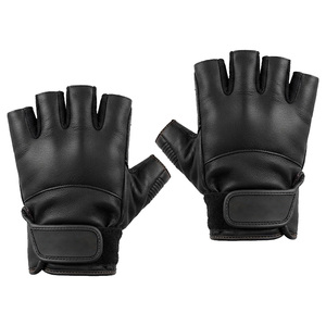 Unisex <b>Leather</b> Half Finger Lightweight Gym <b>Gloves</b> for Closure Adjustable Wrist Strap for Weight Lifting Fitness Training - Product Image 4