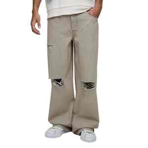 กางเกงยีนส์ผู้ชายคุณภาพสูงรุ่นใหม่ปี 2026 สำหรับฤดูใบไม้ผลิและฤดูใบไม้ร่วง ทรงตรง สไตล์ลำลอง ลุคขาดๆ แบบฟอกสีอ่อน มีจำหน่ายแล้ว - Product Image 1