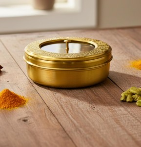 Premium Iron Masala Dabba <b>Spice</b> <b>Box</b> Transparent Lid Seven Containers Traditional Metal Food Grade Dishwasher Safe Saleem - Product Image 3