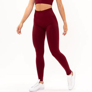Leggings de yoga taille haute pleine longueur, couleur unie, sans couture, en Spandex et Nylon, taille élastique, style simple - Product Image 4