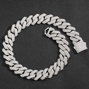RB Gems <b>Iced</b> <b>Out</b> Prong Cuban Link Bracelet Brilliant Cut VVS Moissanite 925 Sterling Silver Rhodium Plated Unisex Hip Hop <b>Chain</b> - Product Image 3