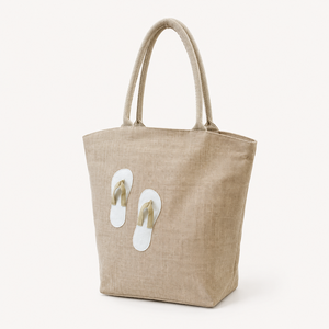 Bolsa de Playa de Lona de Yute con Apliques Personalizados, 42x38x12 cm, Reutilizable, para Compras, Venta al Por Mayor, Fabricante OEM ODM, Marca Privada - Product Image 3