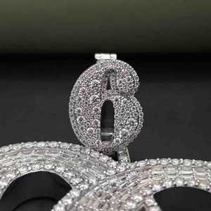 Pendentif Lettre Iced Out en Argent Sterling 925 avec Moissanite Taille Baguette, Sertissage Canal, Luxe Unisexe, Breloque Hip Hop - Product Image 6