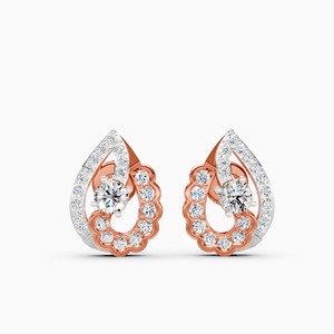 Boucles d'oreilles Eternal Dewdrop avec diamant de laboratoire de 1,09 carat en or jaune, blanc et rose 9 carats - Product Image 1