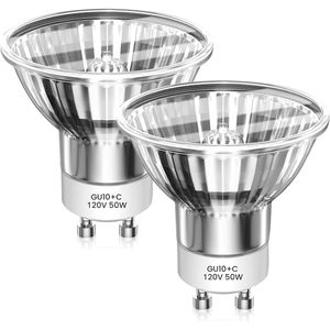 2 pz. Lampadine Alogene GU10 120V 25W Dimmerabili 2700K per Scaldacandele, Ricambio per Faretto a Binario - Product Image 1