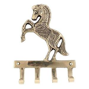 Perchero de pared de metal antiguo con forma de caballo, gancho decorativo de latón vintage con 4 ganchos, colgador de pared para - Product Image 3