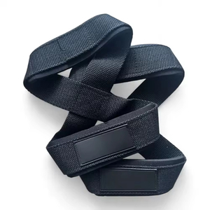 Bracelets de poignet Geo Brother Co en coton respirant, unisexe, réglables, épais et rigides, noirs, avec logo couleur personnalisé et fermeture haute élasticité pour l'haltérophilie - Product Image 5