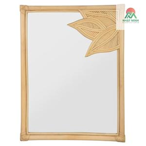 Rectangular Rattan Cuba Decorative Wall <b>Mirror</b>, Natural Brown.The rattan <b>frame</b> is designed to complement various décor styles - Product Image 1