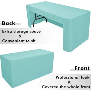 Copritavolo Aqua da 6 piedi, Confezione da 2, in Tessuto Lavabile Antipiega, Copertura per Tavoli Pieghevoli per Fiere ed Eventi - Product Image 1