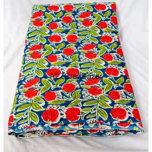 Chemin de table et rideau en tissu 100% coton pur, imprimé à la main, bio et de haute qualité, pour la maison et ensemble pyjama pour filles. - Product Image 5