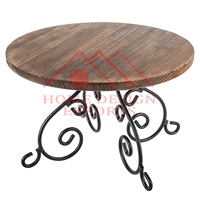 Support à gâteau en bois avec plateau en métal pour la décoration de fête à domicile Design unique 2025 Nouveaux supports à gâteau en bois pour table