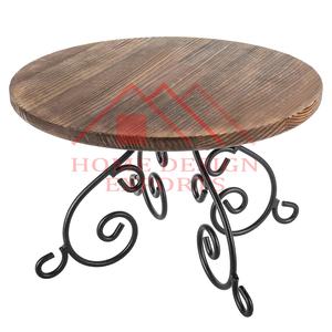 Support à gâteau en bois avec plateau en métal pour la décoration de fête à domicile Design unique 2025 Nouveaux supports à gâteau en bois pour table - Product Image 2