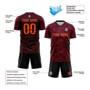 Wholesale Price Men's Soccer Kits 100% Polyester Half-Sleeve Jerseys Uniforms with Shorts Printed for Adults OEM Serviced - Product Image 5