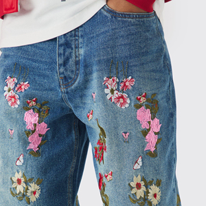 Jeans de Mezclilla Personalizados de Alta Calidad, Sin Lavado, Estilo Original, con Borde de Mezclilla, Corte Ajustado para Hombre - Product Image 5