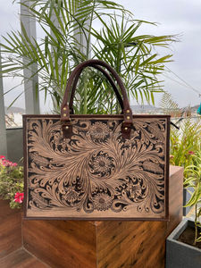 Bolso de mano de cuero de color hecho a mano de estilo Vintage, bolsos de compras marrones de alta calidad a la moda para mujer - Product Image 3