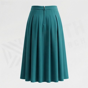 Jupe midi plissée trapèze pour femme, couleur unie, tissée, confortable, taille normale, style toutes saisons - Product Image 2