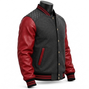 Chaqueta Letterman con Cuerpo de Lana y Mangas de Cuero, Estilo Casual Urbano, Chaqueta Varsity Premium para Hombre, Diseño Personalizado Estilo Béisbol - Product Image 3