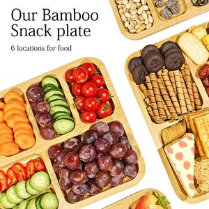 Plateau de service rectangulaire en bambou avec couvercle, capacité 20-35L, compatible micro-ondes, pour le stockage et la présentation des aliments - Product Image 5