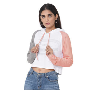 Venta al por mayor de manga larga de cuello redondo Crop Top Casual Solid Loose Fit Hoodie Classic Streetwear Top para las mujeres - Product Image 5