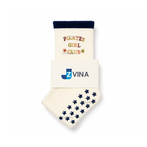 Pilates Girl Club Crew <b>Socks</b> <b>Custom</b> Logo Embroidery Cotton Breathable Yoga Pilates Spring Adults Basic Style - Product Image 1