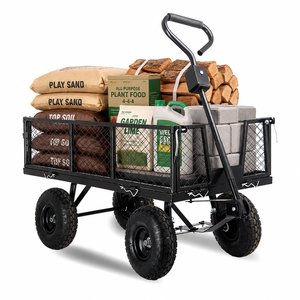 Chariot à main pliable à quatre roues en acier, 1000 lb, pneus pneumatiques de 10 pouces, robuste, en acier et caoutchouc PP, pour le transport du bois de chauffage ODGGAD008 - Product Image 1