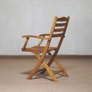 Chaise de jardin pliante en teck moderne, finition couleur naturelle, mobilier d'extérieur, pieds coniques, structure en bois massif - Product Image 6