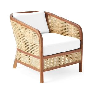 Living Room <b>Sofas</b> Teak Wood and Rattan Cane Club <b>Sofa</b> Chair Home Patio Hotel Furniture Vintage Style - Product Image 2
