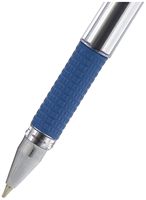 Stylo bille promotionnel en gros Montex Mega Top allemand avec pointe en carbure, prise en main acupression, corps en plastique transparent bleu