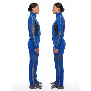 Women's Tech Fleece Cropped <b>Jacket</b> Cargo Pants Set XS Size Solid Color Made Polyester Spandex Athleisure Fabric Custom OEM Label - Product Image 3