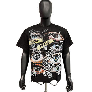 เสื้อยืดผู้ชายลายกราฟิกสไตล์วินเทจ ประดับเพชรเทียม ทรงโอเวอร์ไซส์ สตรีทแวร์ ผ้าฝ้าย - Product Image 6