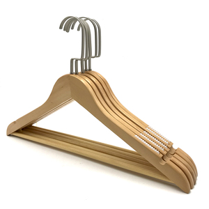 Male Premium Natural Wood Color Non-Slip Wooden Clothes <b>Hangers</b> Customizable With Logo Suitable For Boutique Window Displays - Product Image 1